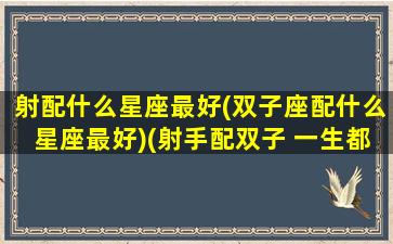 射配什么星座最好(双子座配什么星座最好)(射手配双子 一生都笑死)